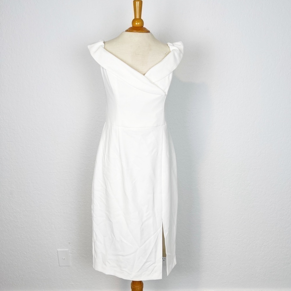 Black Halo Hepfburn Off-Shoulder Sheath Dress - Picture 3 of 10